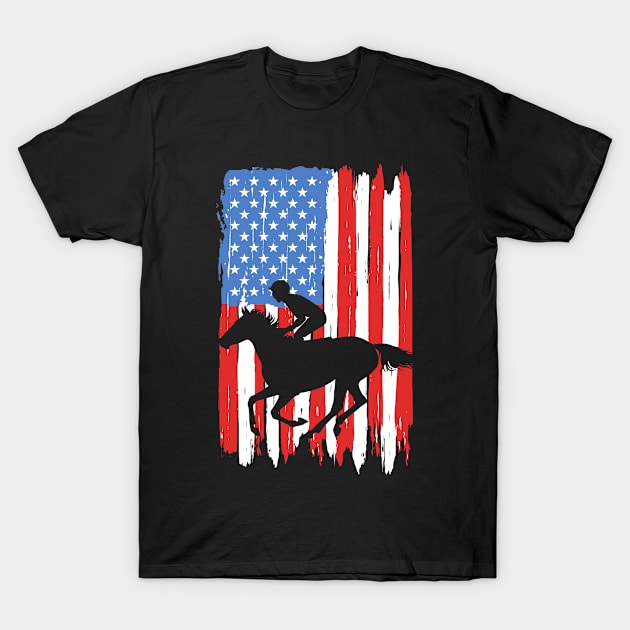 American Flag Horse Racing Graphic T-Shirt by adik